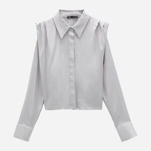ZARA Fruched Satin Effect Shirt Size Xs